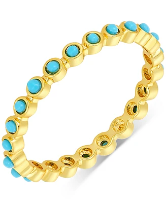 Adornia Gold-Tone Bezeled Beaded Eternity Band Ring