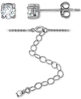 Giani Bernini 2-Pc. Set Cubic Zirconia Heart Pendant Necklace & Solitaire Stud Earrings, Created for Macy's