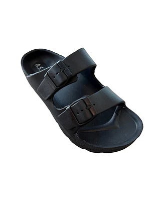 Andrew By Stevens Comfort Slides Double Buckle Adjustable Scooby Flat Sandals