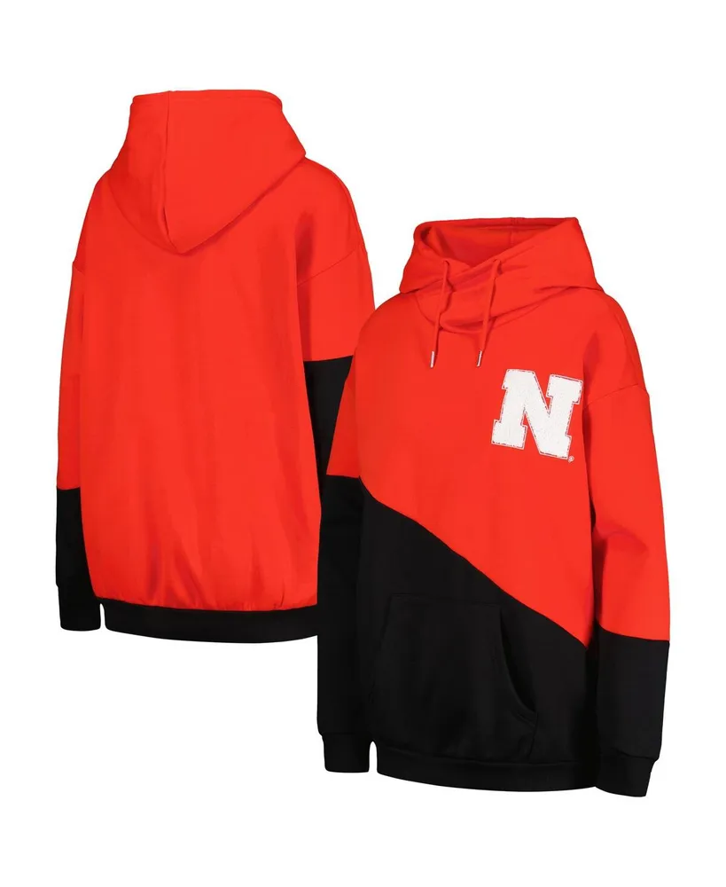 Women's Gameday Couture Scarlet, Black Nebraska Huskers Matchmaker Diagonal Cowl Pullover Hoodie