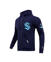 Men's Pro Standard Navy Seattle Kraken Classic Chenille Full-Zip Hoodie Jacket