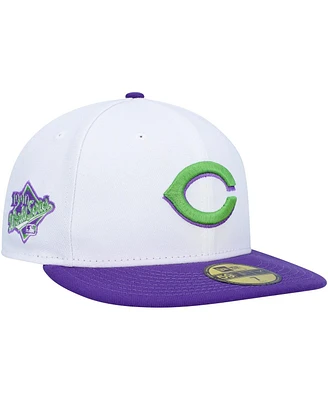 Men's New Era White Cincinnati Reds 1990 World Series Side Patch 59FIFTY Fitted Hat