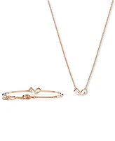 Swarovski Rose Gold-Tone Mesmera Mixed Cuts Bangle Bracelet & Pendant Necklace Set, 15" + 2-3/4" extender