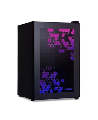 Newair Prismatic Series 85 Can Beverage Refrigerator with Rgb HexaColor Led Lights, Gaming Fridge, Mini Fridge for Game Room, Party Festive Holiday Fr
