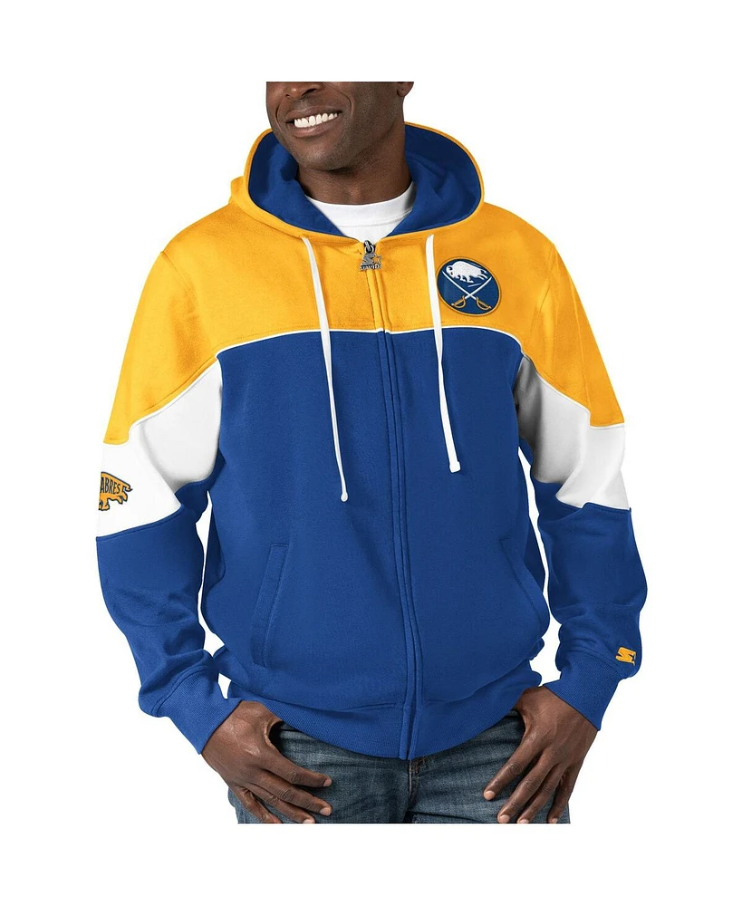 Men's Starter Royal, Gold Buffalo Sabres Power Forward Full-Zip Hoodie
