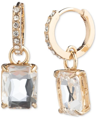 Lauren Ralph Gold-Tone Color Stone Charm Pave Huggie Hoop Earrings