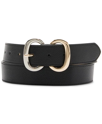 Steve Madden Women's Two-Tone Double Buckle Belt