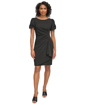Dkny Women's Puff-sleeve Side-ruched Sheath Dress