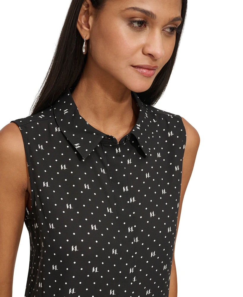 Karl Lagerfeld Paris Women's Logo Sleeveless Shirt