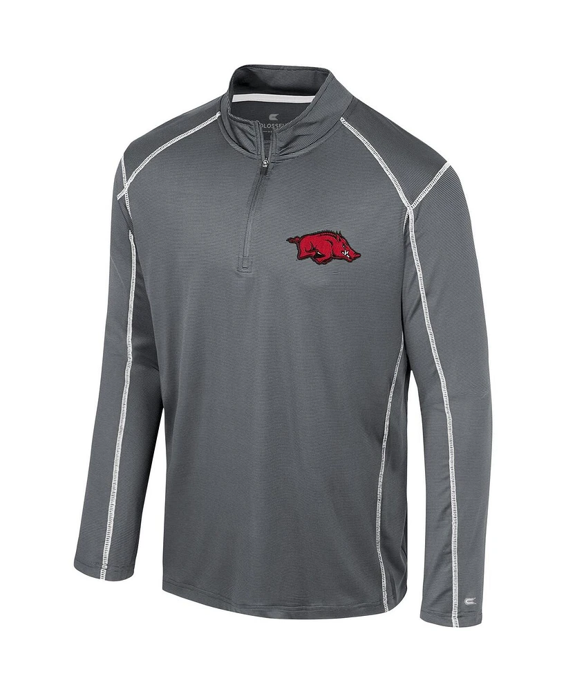 Men's Colosseum Black Arkansas Razorbacks Cameron Quarter-Zip Windshirt
