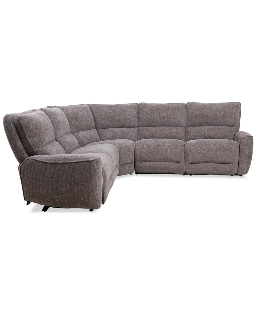 Closeout! Deklyn 116" 5-Pc. Zero Gravity Fabric Sectional with 3 Power Recliners, Created for Macy's