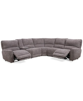 Closeout! Deklyn 129" 6-Pc. Zero Gravity Fabric Sectional with 2 Power Recliners & 1 Console, Created for Macy's