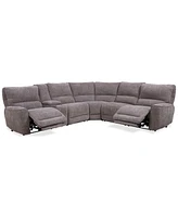 Closeout! Deklyn 129" 6-Pc. Zero Gravity Fabric Sectional with 2 Power Recliners & 1 Console, Created for Macy's
