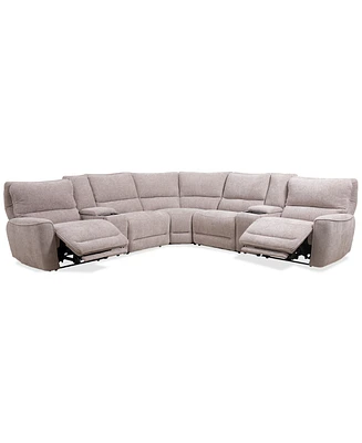 Closeout! Deklyn 129" 7-Pc. Zero Gravity Fabric Sectional with 2 Power Recliners & Consoles, Created for Macy's