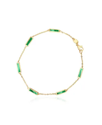 The Lovery Malachite Bar Chain Bracelet 14K Gold
