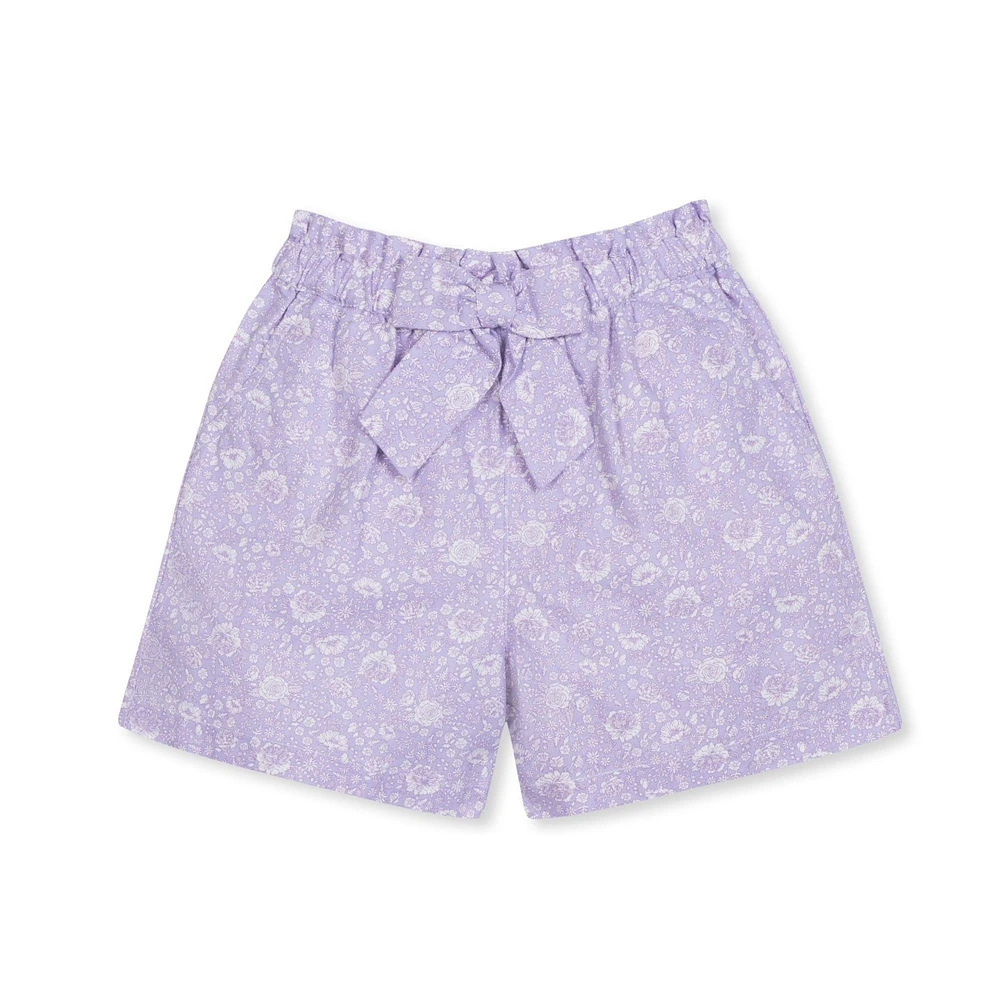 Hope & Henry Girls' Pull-On Cinched Waist Linen Short, Toddler