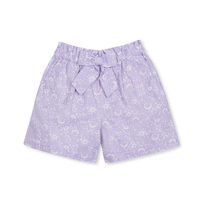 Hope & Henry Girls' Pull-On Cinched Waist Linen Short, Toddler