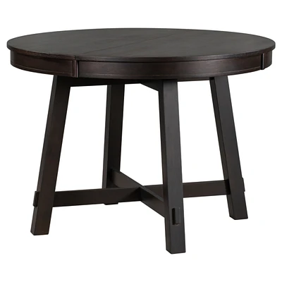 Oak Wood Farmhouse Dining Table with Extendable Leaf