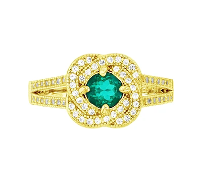 Cubic Zirconia Knot Ring 14k Gold-Plated Sterling Silver