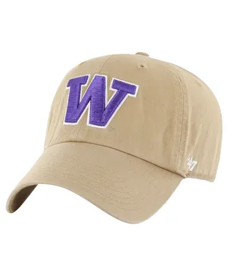 Men's '47 Brand Khaki Distressed Washington Huskies Vintage-Like Clean Up Adjustable Hat