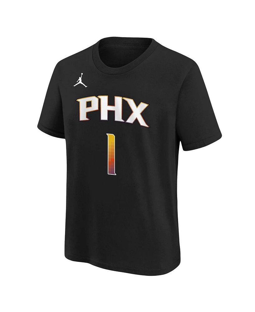 Big Boys Jordan Devin Booker Black Phoenix Suns Statement Edition Name and Number Player T-shirt