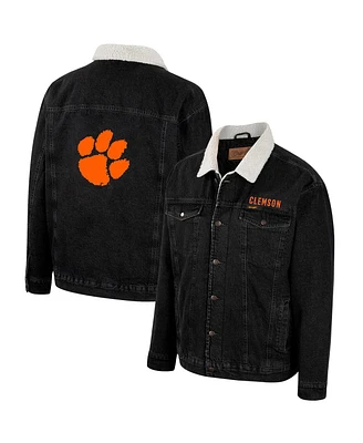 Men's Colosseum x Wrangler Charcoal Clemson Tigers Western Button-Up Denim Jacket