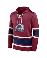 Men's Fanatics Cale Makar Burgundy Colorado Avalanche Name and Number Lace-Up Pullover Hoodie