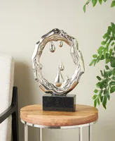 Rosemary Lane Aluminum Abstract Metallic Melting Drip Collection Sculpture with Marble Base, 14" x 3" x 17"