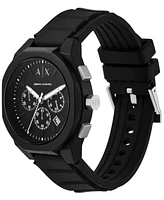 A|X Armani Exchange Men's Sync Chronograph Black Silicone Watch 44mm