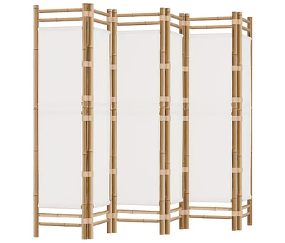Folding 6-Panel Room Divider 94.5" Bamboo and Canvas
