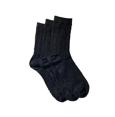 Stems Three Pack Cable Knit Crew Socks