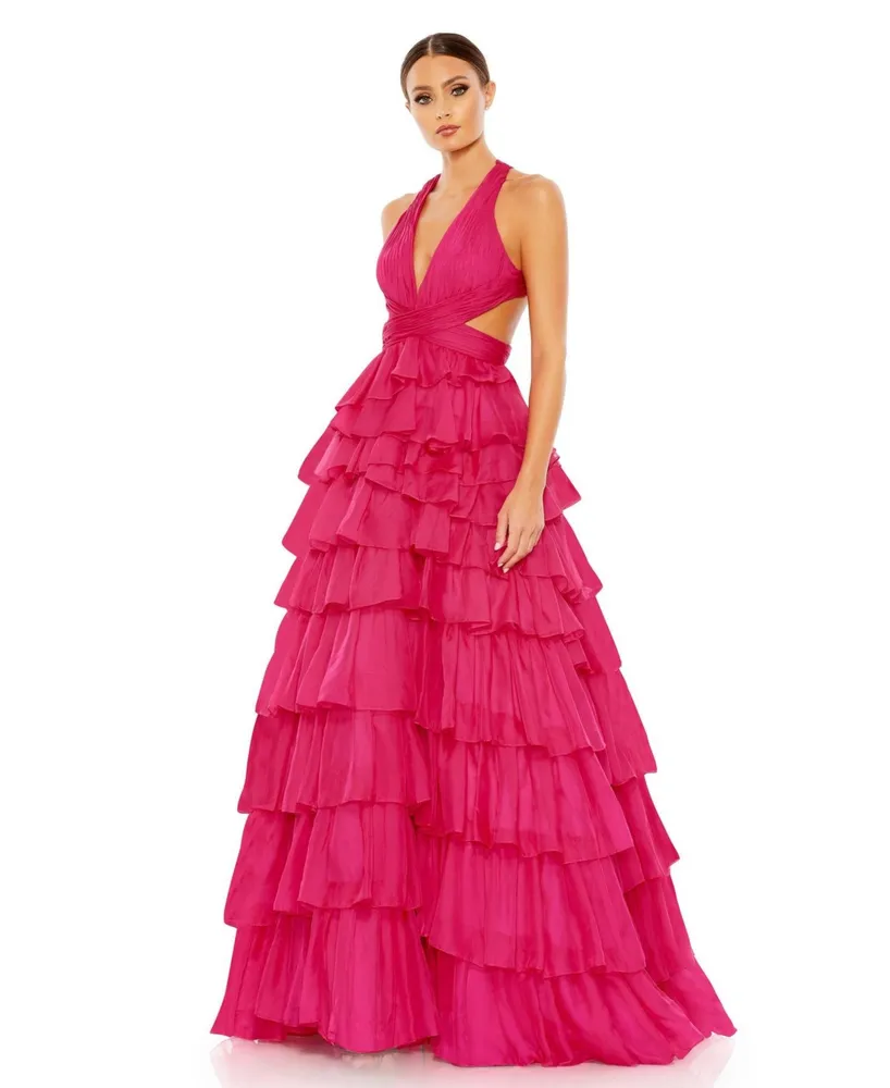 Women's Chiffon Layered Cut Out Ball gown