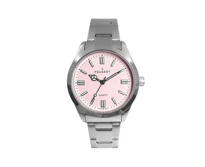 Peugeot Women's 36mm Sport Watch with Pink Dial and Stainless Steel Bracelet
