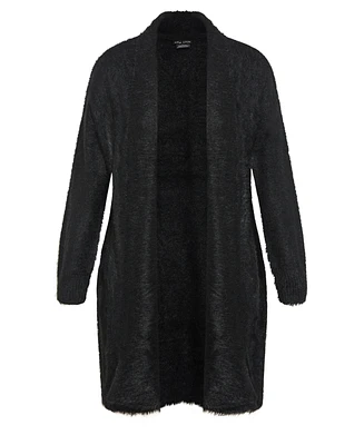 Plus Size Fluffy Longline Cardigan