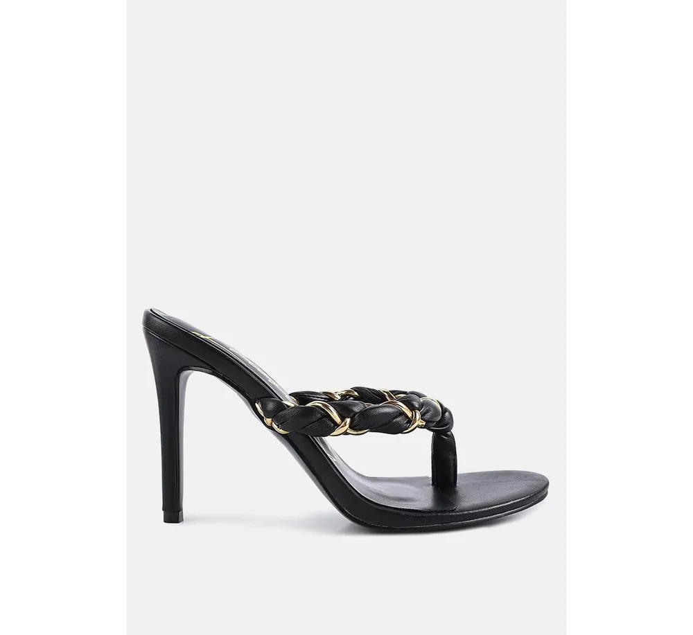 Womens Melodrama Stiletto Heel Braided Thong Sandals