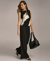 Donna Karan New York Women's Printed Crewneck Sleeveless Top, Regular & Petite Sizes