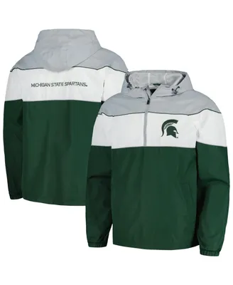 Men's G-iii Sports by Carl Banks Green Michigan State Spartans Center Line Half-Zip Raglan Hoodie Jacket
