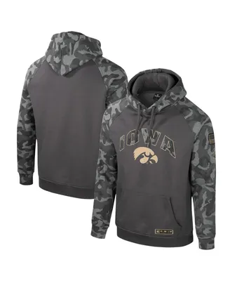 Men's Colosseum Charcoal Iowa Hawkeyes Oht Military-Inspired Appreciation Camo Raglan Pullover Hoodie