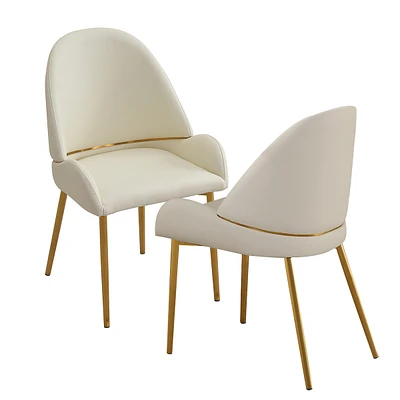 Dining Chair With Pu Leather Color Metal Legs (Set Of 2)