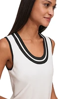 Karl Lagerfeld Women's Scoop-Neck Sleeveless Knit Top with Contrast Trim