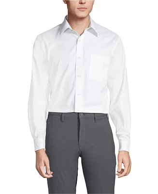 Lands' End Men's Solid No Iron Supima Pinpoint Straight Collar Dress Shirt