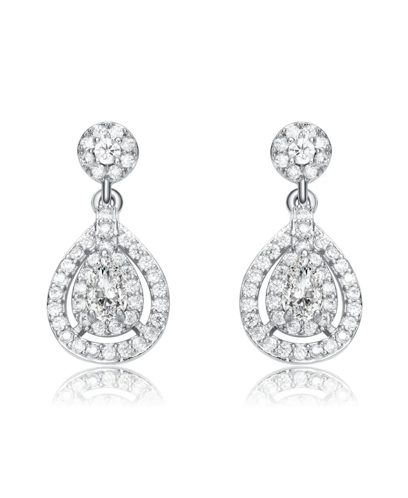 Classic White Gold Plated with Clear Cubic Zirconia Drop Earrings