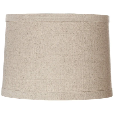 Natural Linen Medium Drum Lamp Shade 13" Top x 14" Bottom x 10" High (Spider) Replacement with Harp and Finial - Spring crest