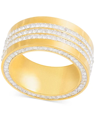Legacy for Men by Simone I. Smith Men's Crystal Wide Band Gold-Tone Ion-Plated Stainless Steel