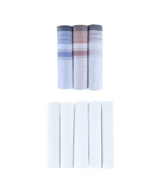 Trafalgar Men's Premium 5 Pack and Checked 3 Pack Cotton Handkerchiefs Set