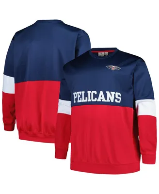 Men's Fanatics Navy, Red New Orleans Pelicans Big and Tall Split Pullover Sweatshirt