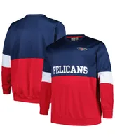 Men's Fanatics Navy, Red New Orleans Pelicans Big and Tall Split Pullover Sweatshirt