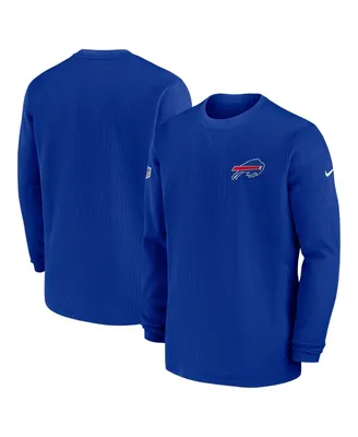 Men's Nike Royal Buffalo Bills 2023 Sideline Throwback Heavy Brushed Waffle Long Sleeve T-shirt