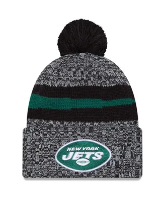 Men's New Era Black New York Jets 2023 Sideline Cuffed Knit Hat with Pom