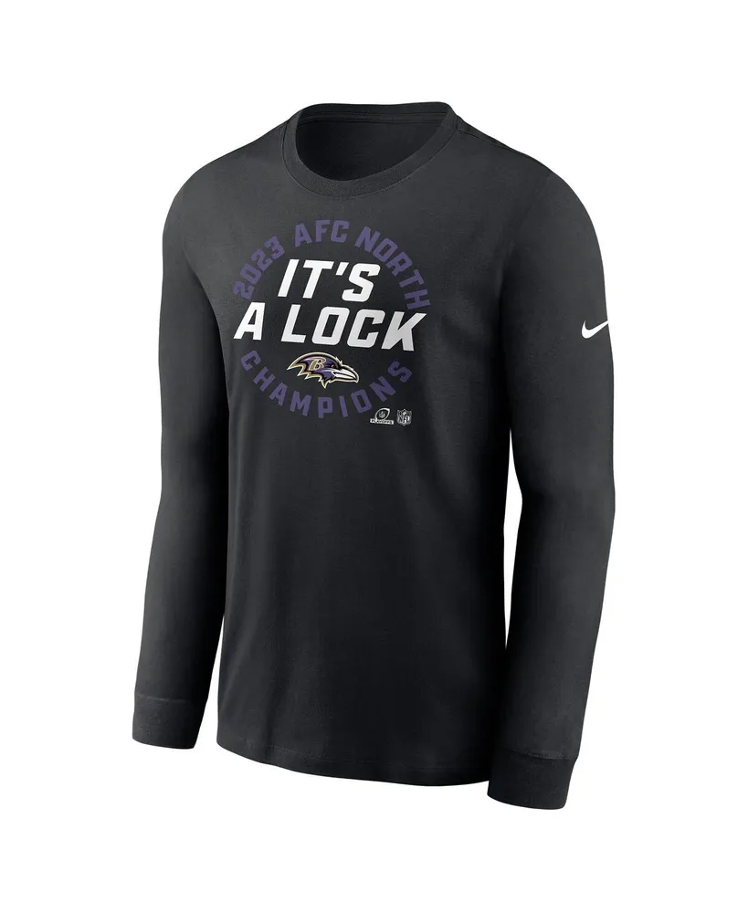 Men's Nike Black Baltimore Ravens 2023 Afc North Division Champions Locker Room Trophy Collection Long Sleeve T-shirt